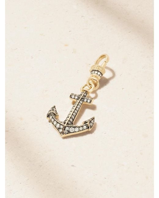 Lucy Delius Natural Anchor 14-Karat Rhodium-Plated Diamond Pendant