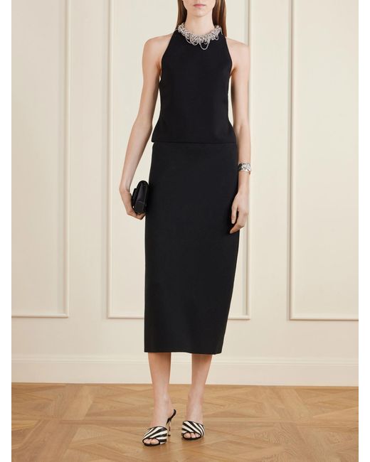 Carolina Herrera Black Cropped Ribbed-Knit Jersey Tank