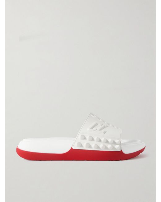 Christian Louboutin White Take It Easy Donna Pantoletten Aus Gummi Mit Nieten