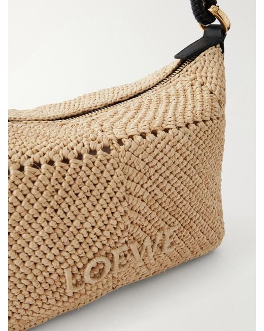 Loewe Metallic Paula's Ibiza Cala Leather-Trimmed Raffia Pouch