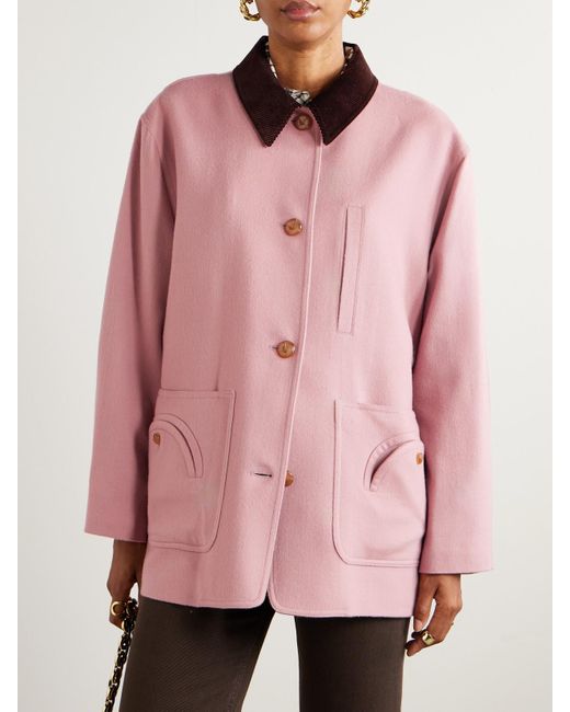 Veste En Laine Et Cachemire Mélangés À Finitions En Velours Côtelé Mystere Clelia Blazé Milano en coloris Pink
