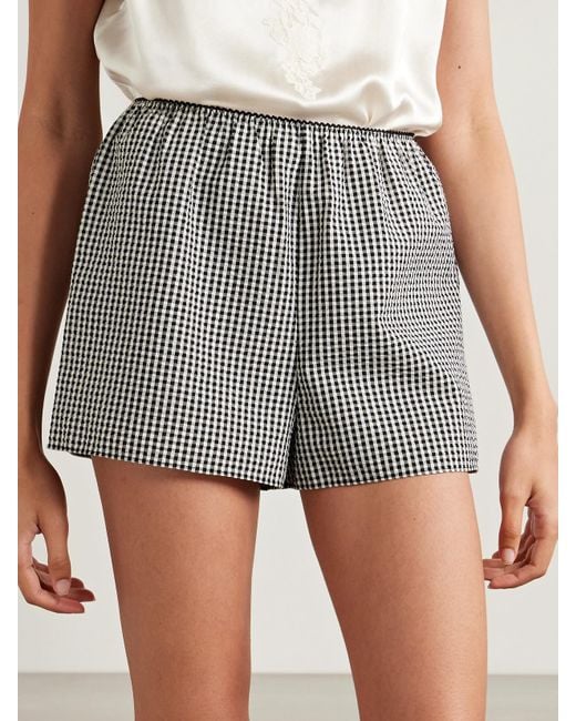Doen Black Larena Gingham Recycled-Seersucker Shorts
