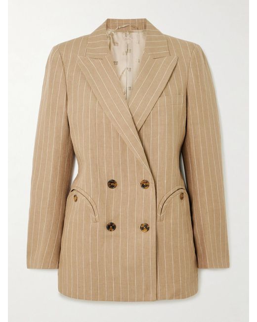 Blazer À Double Boutonnage En Lin À Fines Rayures Heretique Everyday Blazé Milano en coloris Natural