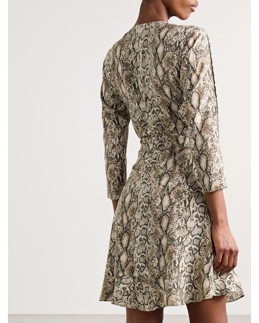 Isabel Marant Multicolor Octavia Ruched Snake-Print Silk-Blend Crepe Mini Dress