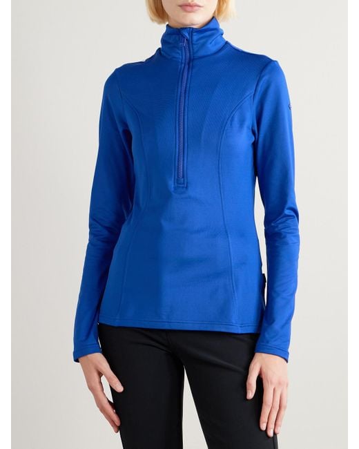 Goldbergh Blue Serena Stretch Recycled-Jersey Half-Zip Top