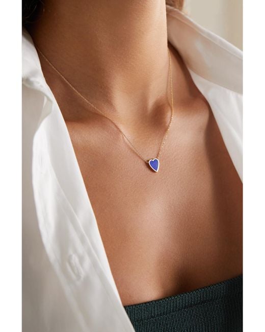 Jennifer Meyer Natural Mini Heart 18-Karat Lapis Lazuli Necklace