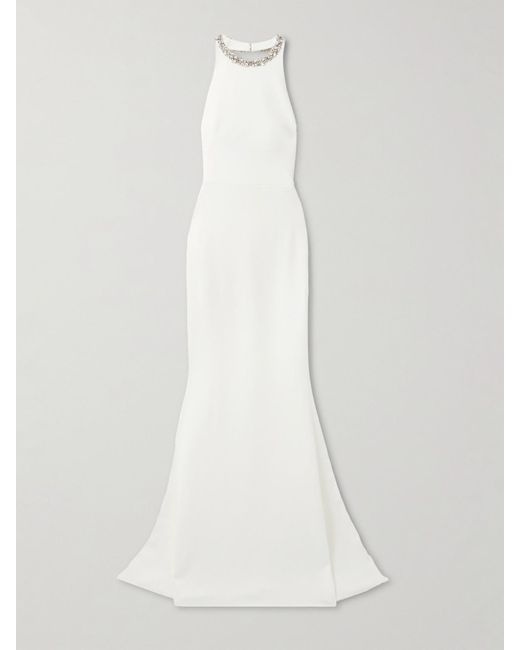 Robe Du Soir Dos Nu En Crêpe Satiné À Cristaux Givenchy en coloris White