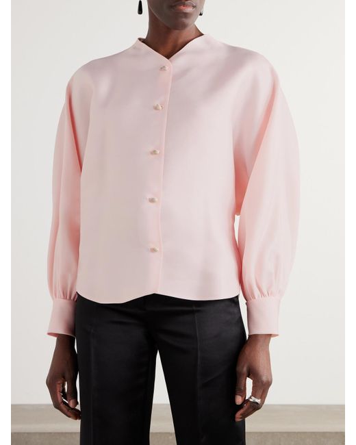 Loro Piana Pink Patricia Tie-Neck Silk-Organdy Blouse