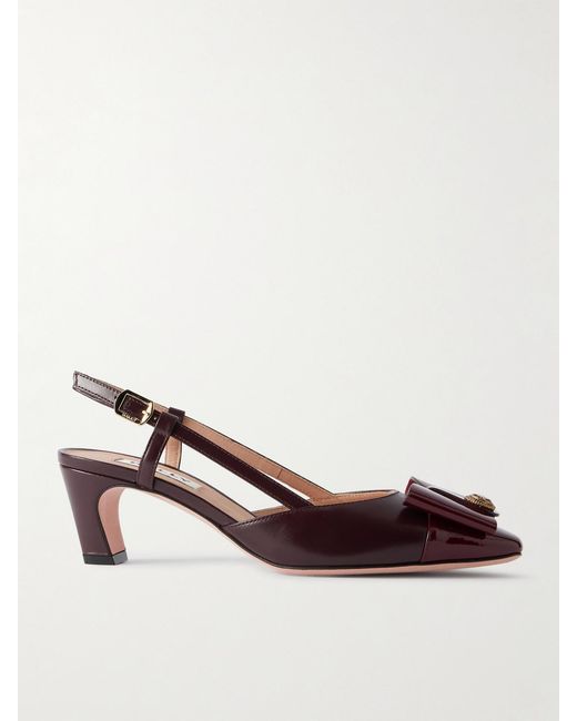 Bally Brown Bilyana 55 Bow-Embellished Two-Tone Leather Slingback Pumps