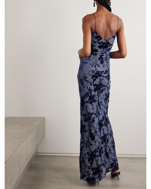 Rodarte Blue Robe Aus Devoré-Samt Mit Blumenmuster Und Applikation