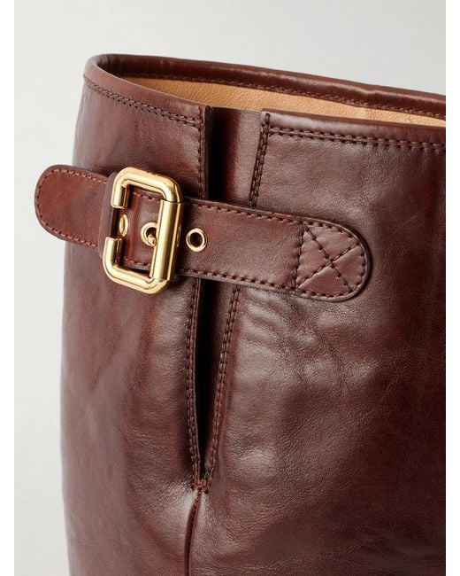 Chloé Brown Delia Leather Knee Boots