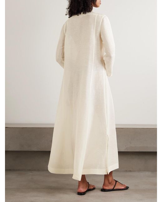 Tory Burch Natural Pleated Linen And Silk-Blend Kaftan