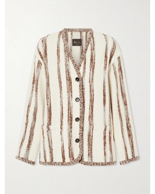 Loro Piana Natural Wave Guava Striped Bouclé Jacket