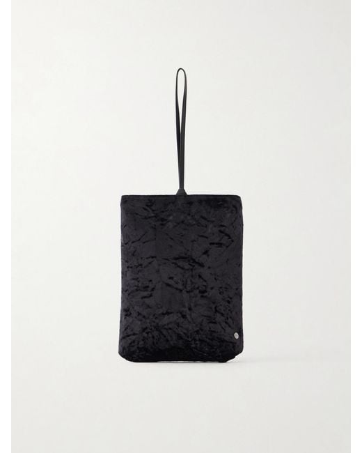 Valesque White Bundle Leather-Trimmed Velvet Clutch