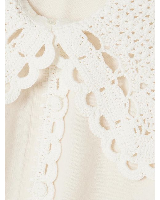 Erdem Natural Convertible Merino Wool-Blend And Crocheted Organic Cotton Cardigan