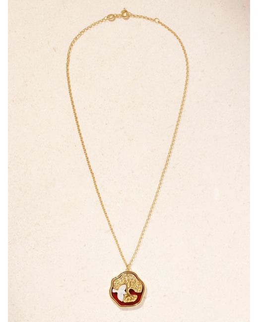 L'Atelier Nawbar Natural Big Tree Of Life 18-Karat, Diamond And Mother-Of-Pearl Necklace