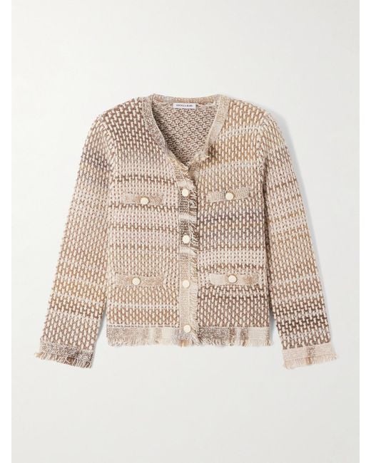 Veronica Beard Natural Sariyah Jacke Aus Bouclé-Tweed Aus Einer Baumwollmischung Mit Fransen