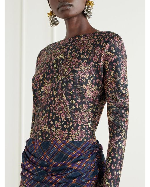 Dries Van Noten Multicolor Floral-Print Crepe Midi Dress