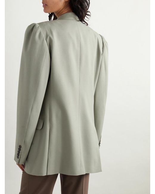 Dries Van Noten Gray Doppelreihiger Blazer Aus Twill Aus Einer Woll-Mohairmischung