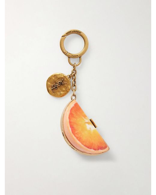 Saint Laurent White Tone And Resin Bag Charm