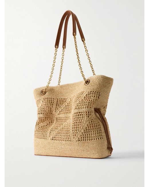 Saint Laurent Natural Jamie Leather-Trimmed Raffia Tote