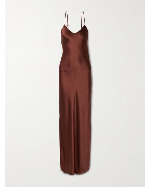 Nili Lotan Brown Cami Silk-Satin Gown