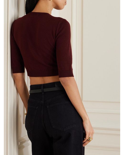 Saint Laurent Red Cropped Wool Cardigan