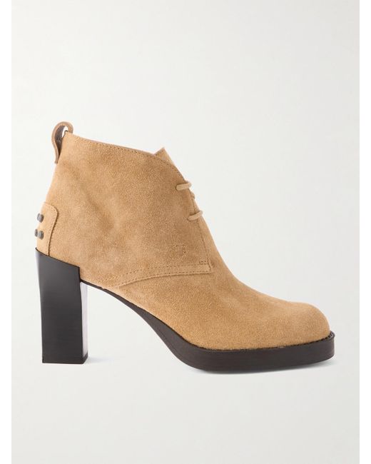 Tod's Natural Gomma Ankle Boots Aus Veloursleder