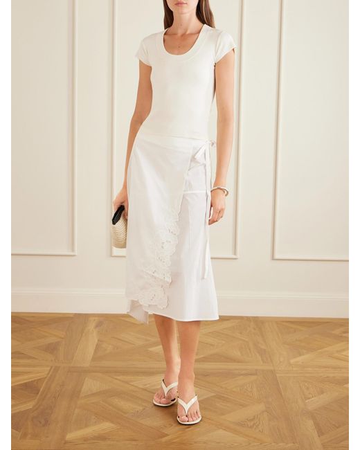 Sir White Klara Broderie Anglaise Cotton Midi Skirt
