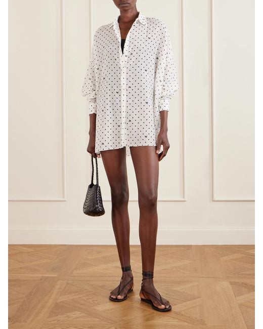 Kiki de Montparnasse White Kiki Polka-Dot Cotton And Silk-Blend Shirt