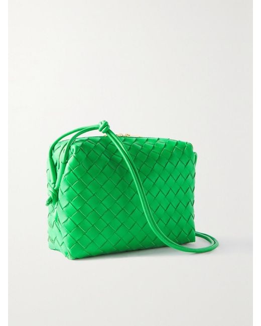 Bottega Veneta Green Loop Mini Intrecciato Leather Shoulder Bag