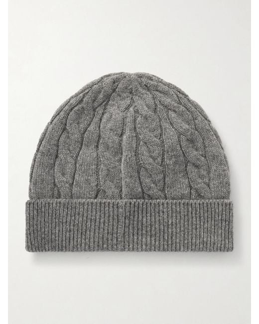 Loro Piana Gray Cedar Cable-Knit Cashmere Beanie