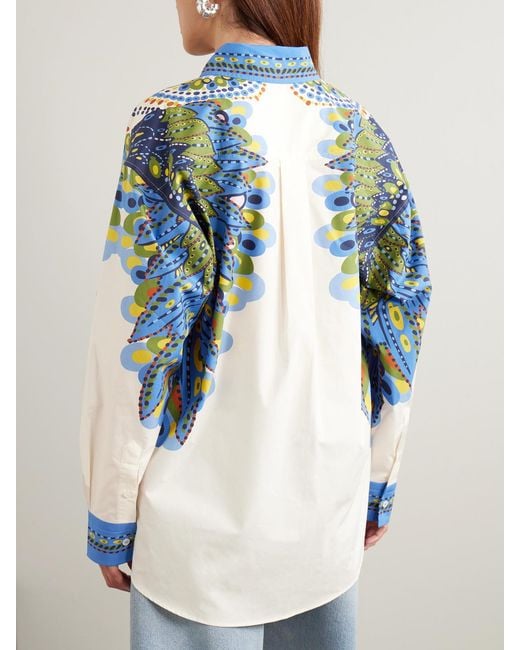LaDoubleJ Blue Better Than Your Boyfriend's Printed Cotton-Poplin Shirt