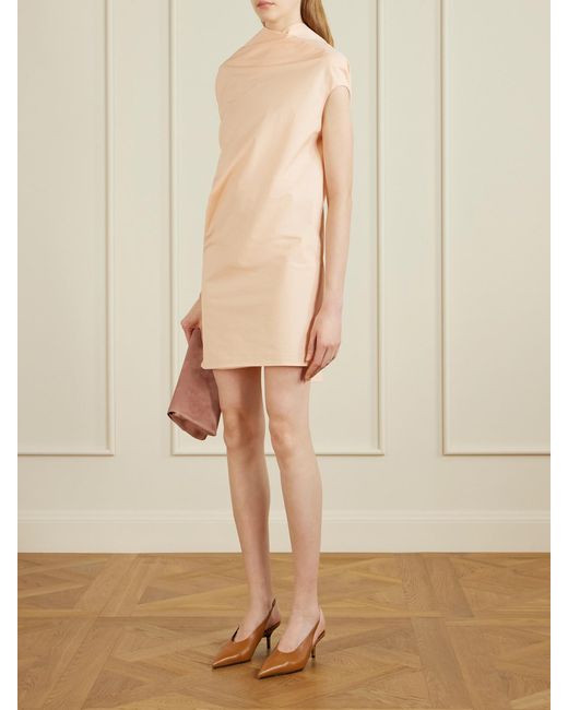 Khaite Natural Tatia Draped Cotton-Poplin Mini Dress