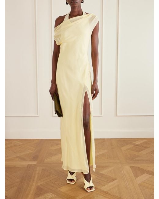 Sir Yellow Strope Silk-Chiffon Gown