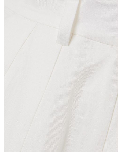Anine Bing White Lou Pleated Woven Wide-Leg Pants