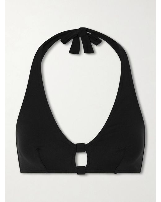 Eres Black Float Embellished Halterneck Bikini Top
