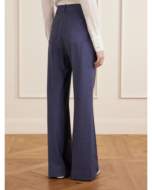 Victoria Beckham Blue Alina Woven Wide-Leg Pants