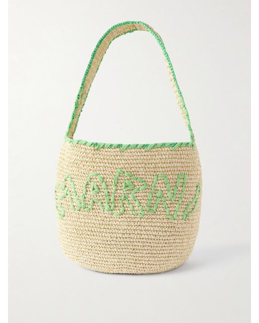 Marni Natural Tote Aus Raffiabast Mit Stickereien