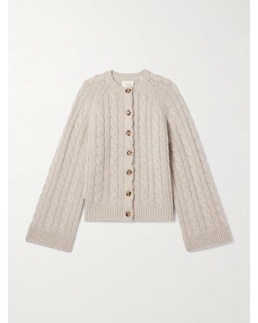 Doen Natural Virginie Cable-Knit Cashmere Cardigan