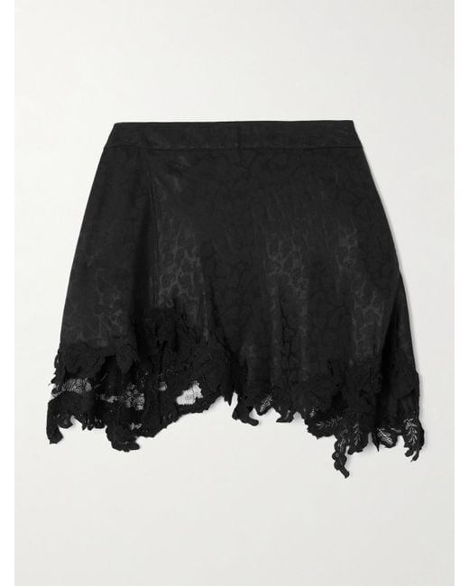 Isabel Marant Black Reana Lace-Trimmed Satin-Jacquard Mini Skirt
