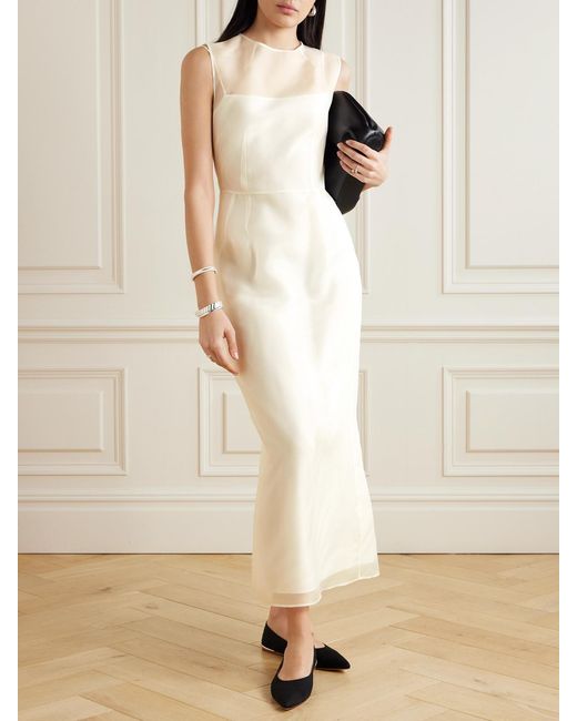 Gabriela Hearst White Maslow Silk-Organza Maxi Dress