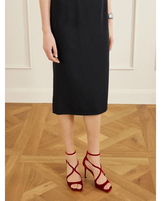 Jimmy Choo Red Azia 95 Velvet Sandals