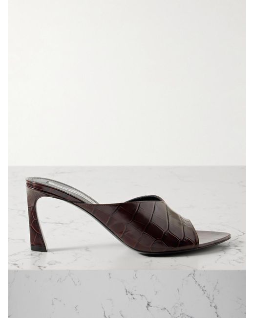 Victoria Beckham Brown Croc-Effect Leather Sandals
