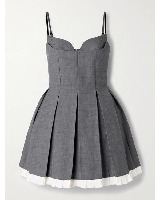 ShuShu/Tong Gray Layered Pleated Twill Dress