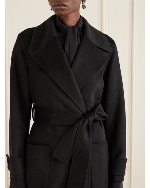 Joseph Black Arlina Belted Wool And Cashmere-Blend Coat
