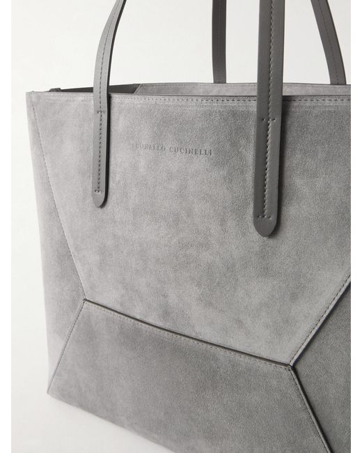 Brunello Cucinelli Gray Maxi Suede Tote