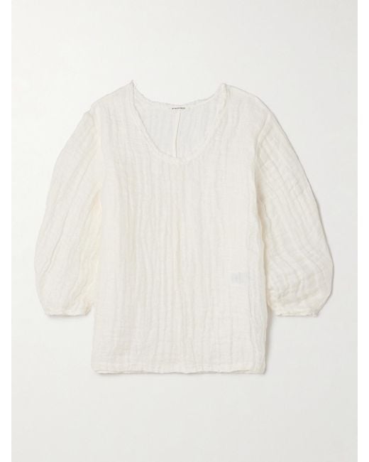 By Malene Birger White Mikala Organic Linen-Gauze Blouse