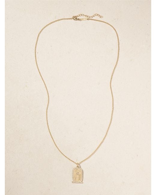 Jacquie Aiche Natural Trillion Cartouche 14-Karat Diamond Necklace