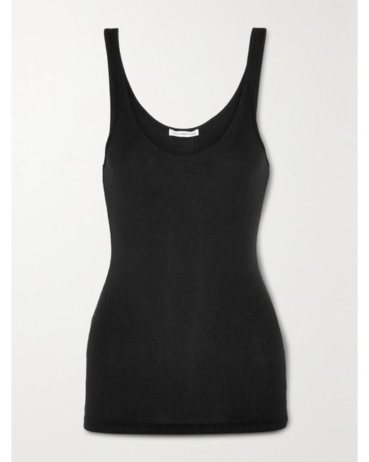 James Perse Black The Daily Ribbed Stretch-Cotton Tank